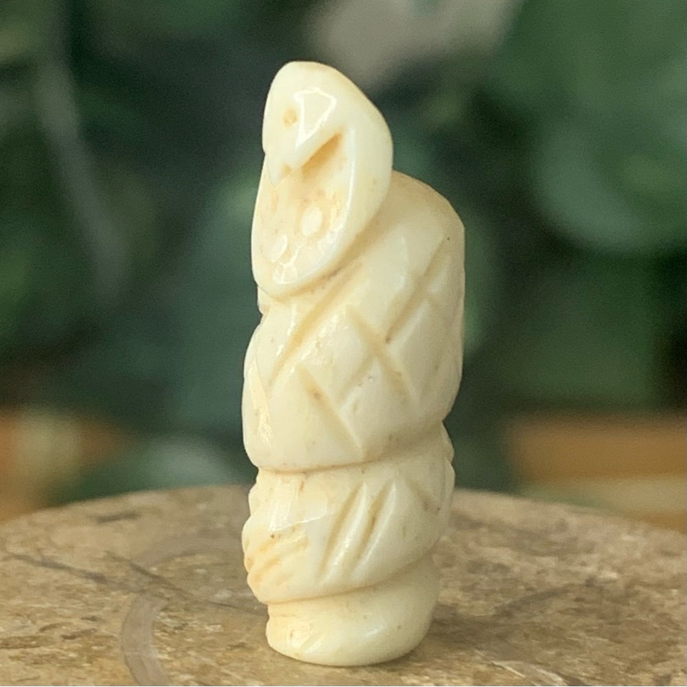 Hand Carved Snake Bone Bead Top Drilled Detailed Coiled Cobra Animal Carving 1" - Picture 7 of 16